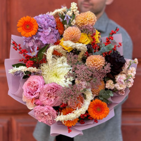 Кольоровий букет в каркасній техніці «Осінній вальс»