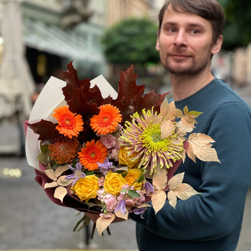 Сезонний яскравий букет «Осінні контрасти»