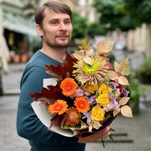 Сезонний яскравий букет «Осінні контрасти»