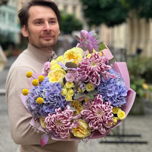 Розкішний акварельний букет «Лавандова галактика»