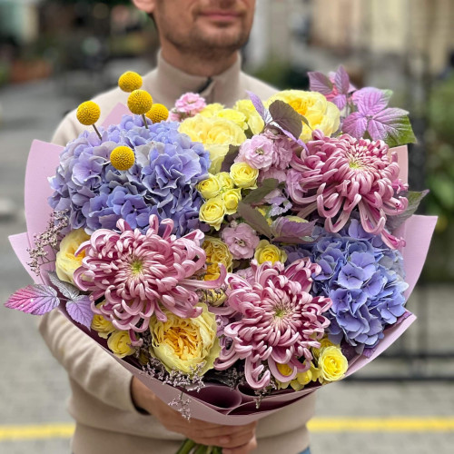 Розкішний акварельний букет «Лавандова галактика»