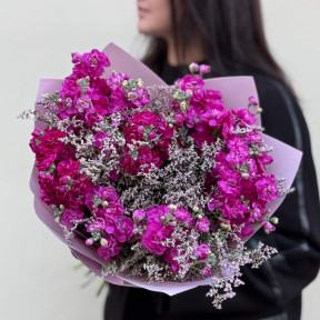 Ароматний букет з кущової матіоли та лимоніуму «Пурпуровий флер»