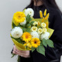 Букет з герберами та жоржинами «Яскраве сонечко»