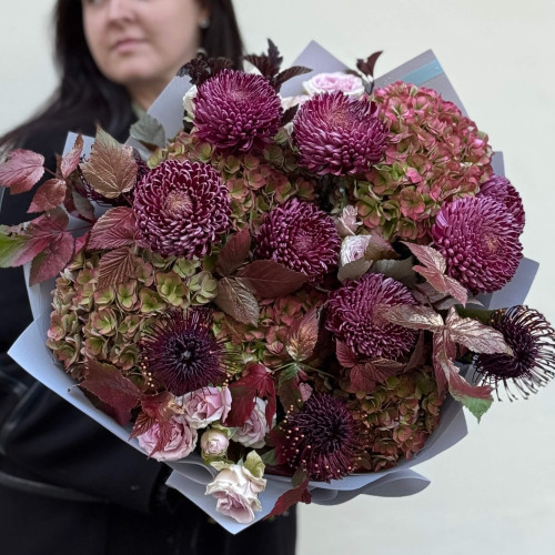 Стильний осінній букет з хризантемою Bigoudi «Осінь в Марселі»