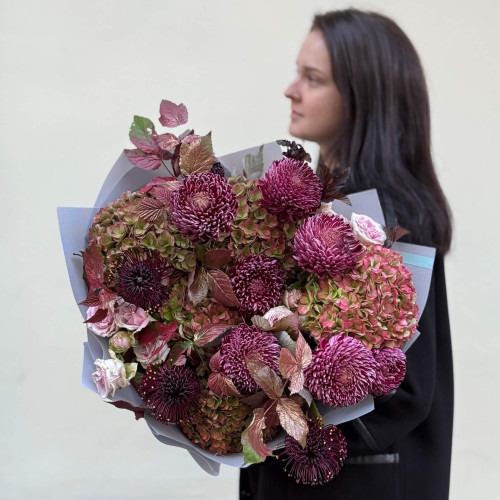 Стильний осінній букет з хризантемою Bigoudi «Осінь в Марселі»