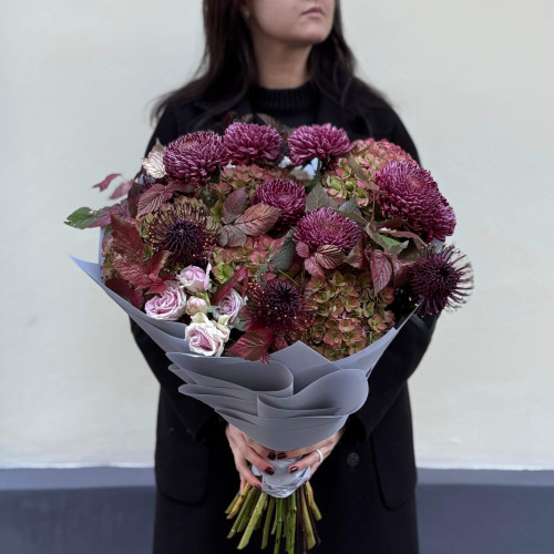 Стильний осінній букет з хризантемою Bigoudi «Осінь в Марселі»