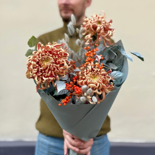 Осінній букет з хризантемою Vienna Copper «Перший іній»