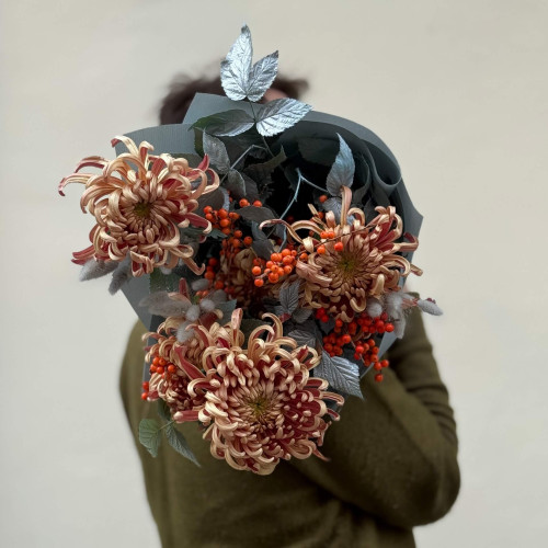 Осінній букет з хризантемою Vienna Copper «Перший іній»