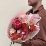 Delicate pink bouquet with protea «Dreamy Autumn»