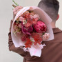 Delicate pink bouquet with protea «Dreamy Autumn»