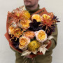Осінній настроєвий букет з півонієвидною трояндою King’s Cross «Сяйво золота»