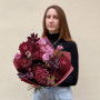 Textured bouquet with Bigoudi chrysanthemums in rich shades «Velvet Twilight»