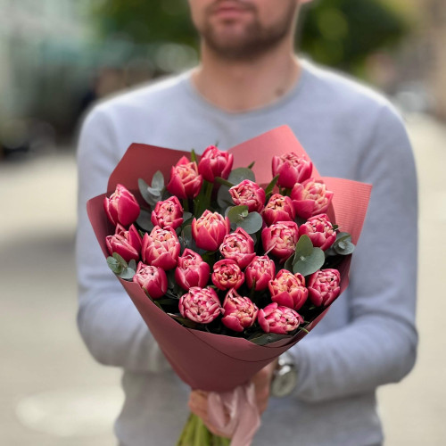 23 півонієвидні тюльпани Columbus у букеті «Солодкі спогади»