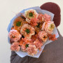 Bouquet with Melon X-Pression peony roses «Tangerine Souffle»