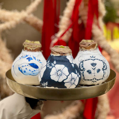 Сет із трьох великих воскових цибулин амарилісів, розписаних вручну «Різдвяне диво»