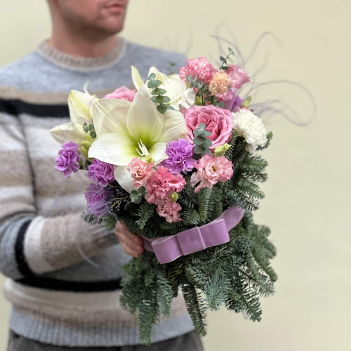 Сезонний сніп із нобілісом у ніжних відтінках «Замріяна зима»