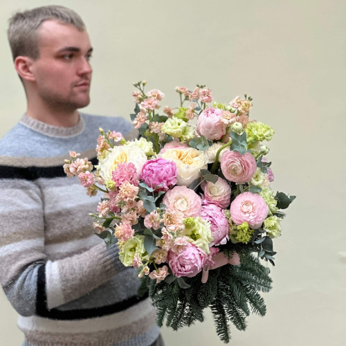 Розкішний зимовий сніп з нобілісом «Пастельний сон»