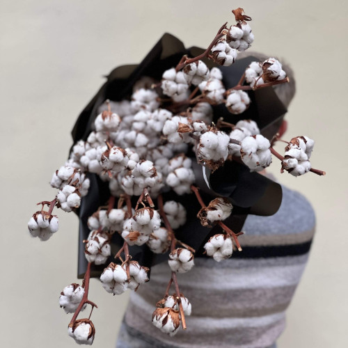 Стильный интерьерный букет из 11 веток хлопка «Воздушная нежность»