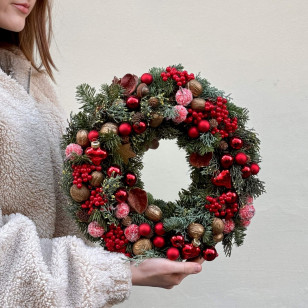 Яркий рождественский веночек «Уют Праздника»