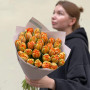 33 піоновидні тюльпани сорту Orange Princess у букеті «Медові сутінки»