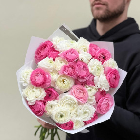 Мікс із 39 ранункулюсів Blanco та Rosa «Листи про любов»