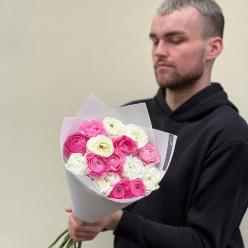 Мікс із 15 ранункулюсів Blanco та Rosa «Подарунок для феї»