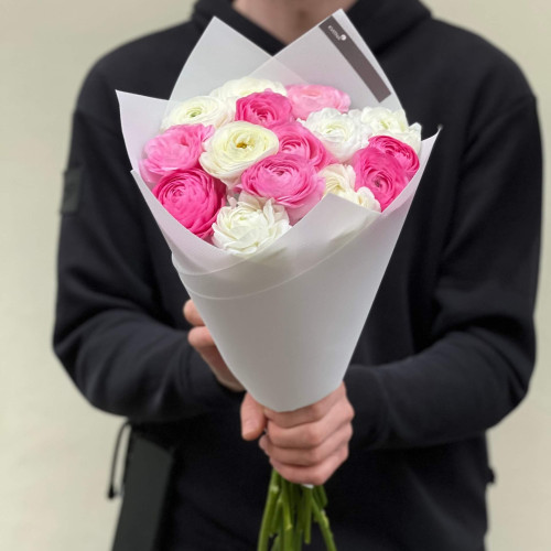 Мікс із 15 ранункулюсів Blanco та Rosa «Подарунок для феї»