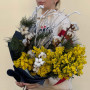 Fragrant winter bouquet with mimosa «Spring in Silver»