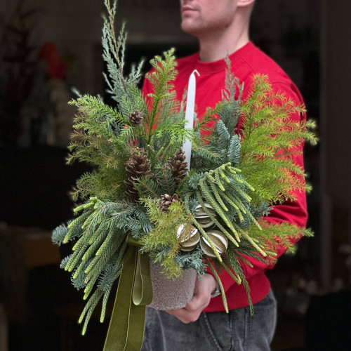 Різдвяна композиція зі свічкою «Тепле свято»