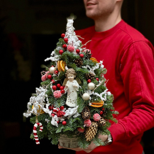 Різдвяна ялиночка з фігуркою янгола «Дзвінкі колядки»