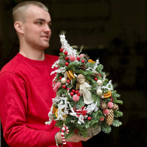 Різдвяна ялиночка з фігуркою янгола «Дзвінкі колядки»