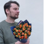 25 півонієвидних помаранчевих тюльпанів у букеті «Бурштинові камінчики»