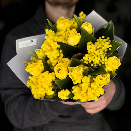 Sunny bouquet with Italian mimosa «Spring Palermo»