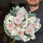 Exquisite pastel bouquet with Menta roses «Coffee Pearl»
