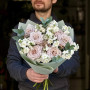 Exquisite pastel bouquet with Menta roses «Coffee Pearl»