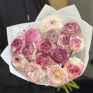15 Andrea Cappuccino ranunculus in the bouquet «Lavender Raff»