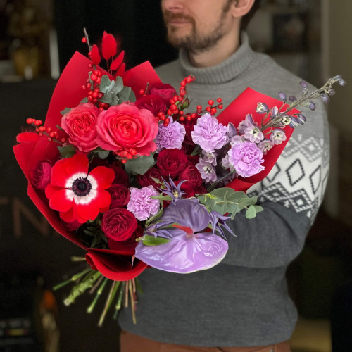 Контрастний букет в насичених тонах «Вечірня заграва»