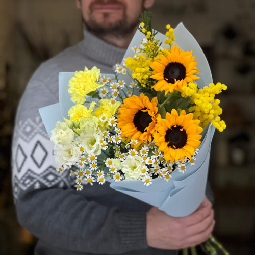 Життєрадісний букет в сонячних тонах «Золоте серденько»