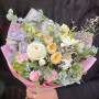 Charming bouquet with oxypetalum and spray peony roses «Colors of Spring»