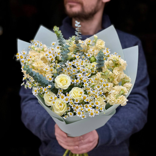 Світлий букет у польовому стилі «Тепле літечко»