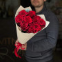 9 троянд сорту Explorer у букеті «Пристрасний дотик»
