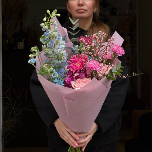 Милий букет із герберою «Малиновий присмак»