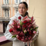 Sweet bouquet with fragrant genista and luxurious ranunculus «Feelings of Love»