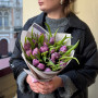 15 lavender-toned peony-shaped tulips in the bouquet «Falling in Love»