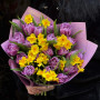 Spring bouquet of fragrant daffodils and peony-style tulips «Joy Is Here!»
