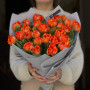 25 піоновидних тюльпанів Queensday у букеті «Вогонь жарптиці»