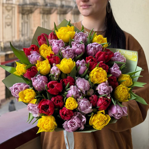 Дофаміновий мікс піоновидних тюльпанів «Ти яскрава!»
