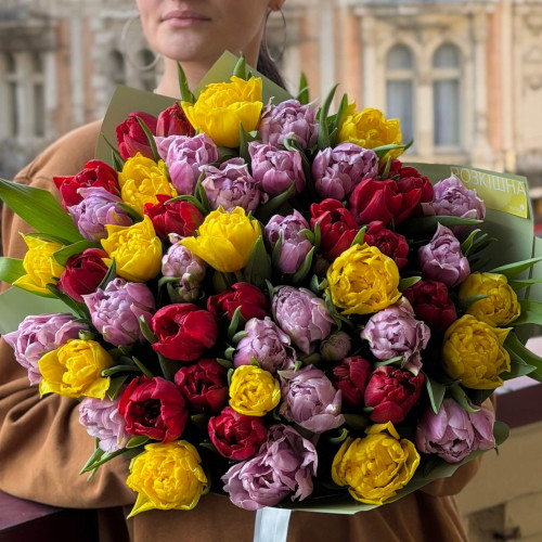 Дофаміновий мікс піоновидних тюльпанів «Ти яскрава!»