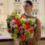 Натхненний весняний букет із міксом піоновидних тюльпанів «Радісний день»