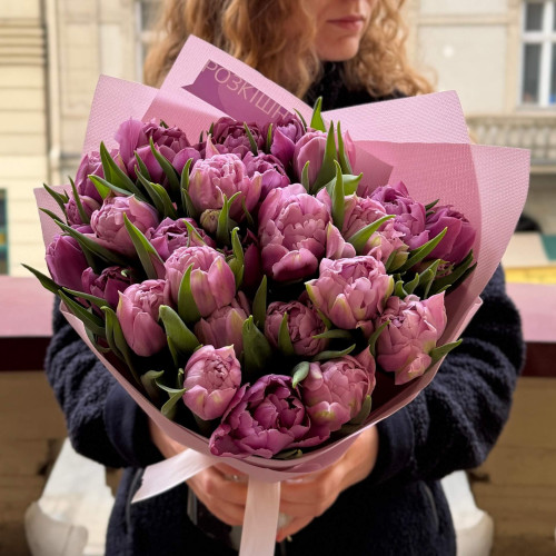 Bouquet of lilac peony tulips «The Wonderful Sea»